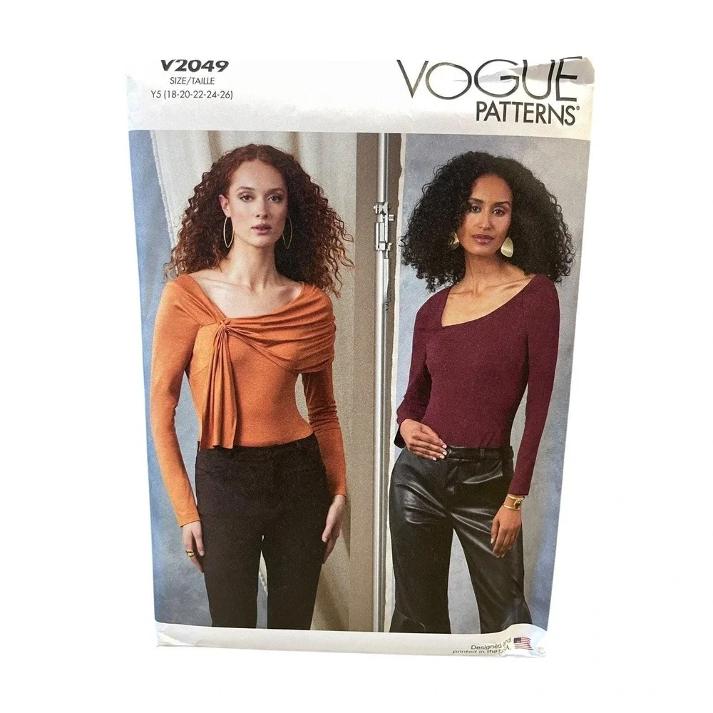 Vogue Patterns V2049 Bodysuit Tops Y5‎ (18-26) Modern Asymmetric Neckline